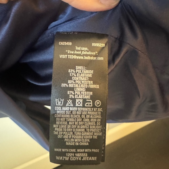 Ted Baker Elegant Navy and Gold Women's Dress - Picture 5 of 6